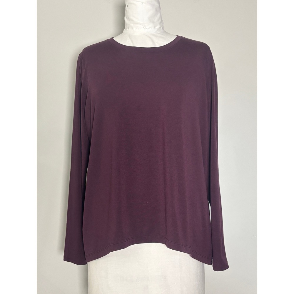 Athleta‎ Womens Plum Purple Long Sleeve Pleat Back High Low Top Size M